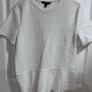 Banana Republic White Textured Short-Sleeve Peplum Tee